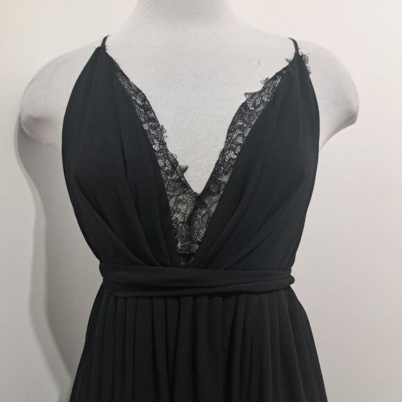 Michael Costello X Revolve Justin Plunging Neckline Sexy Boho Goth Maxi Gown Sm - Picture 14 of 15